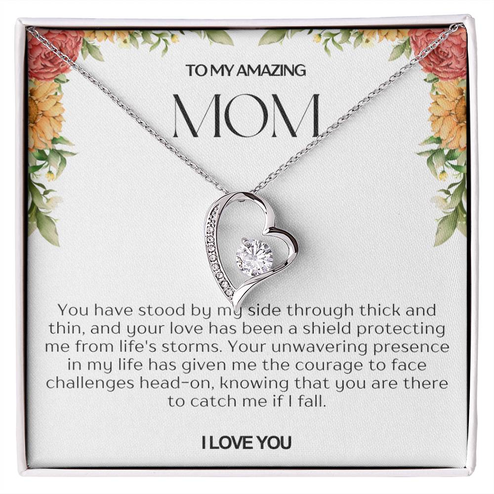 To My Amazing Mom Heart Necklace