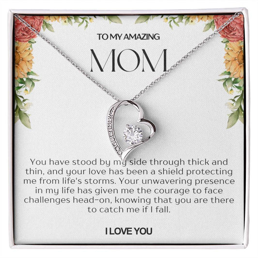 To My Amazing Mom Heart Necklace