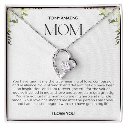 To My Amazing Mom Heart Necklace