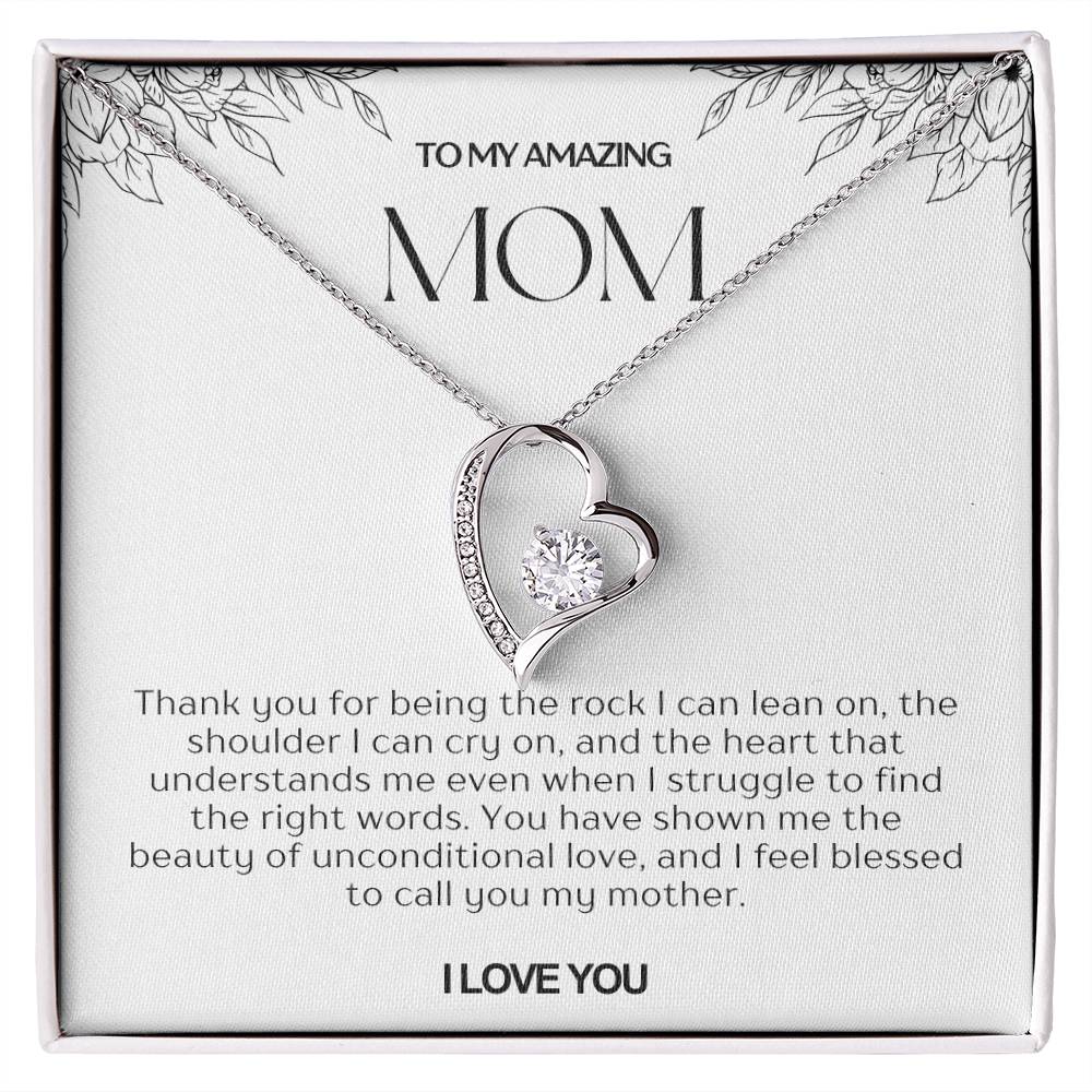 To My Amazing Mom Heart Necklace