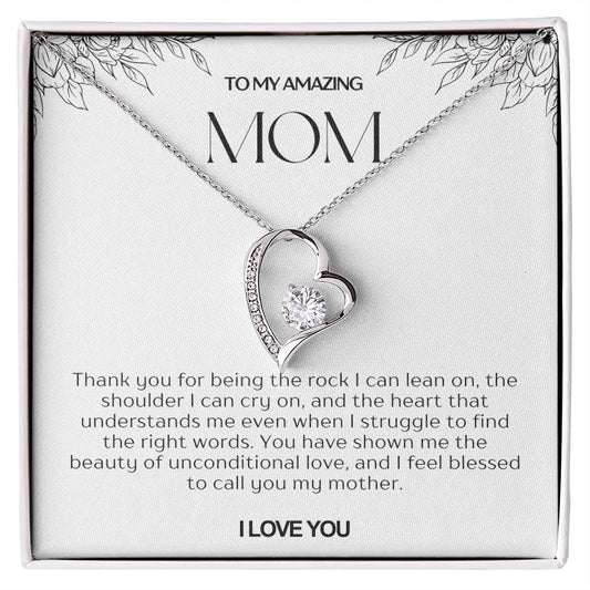 To My Amazing Mom Heart Necklace