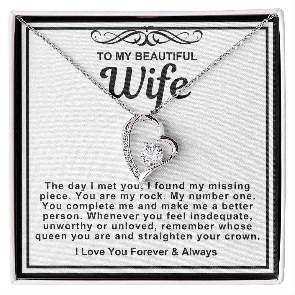 To My Beautiful Wife Heart Necklace-You are my number one