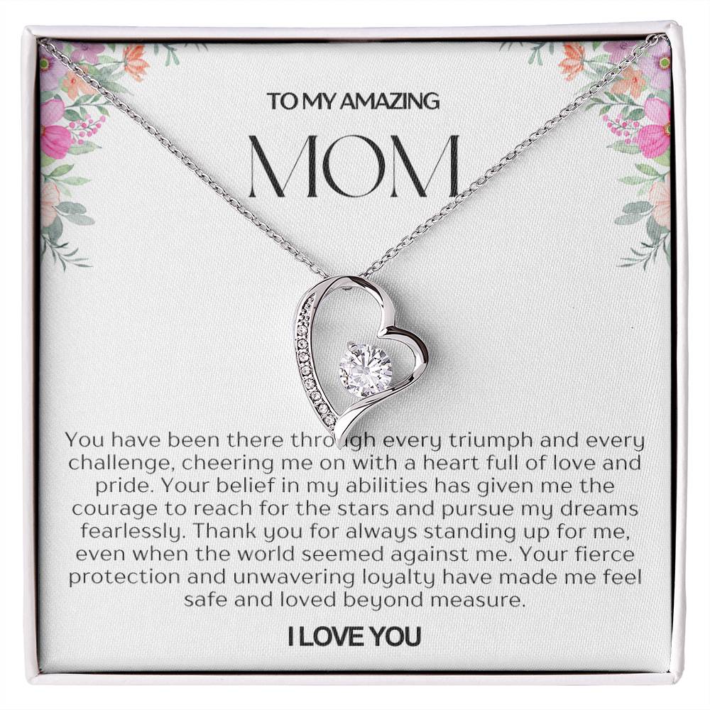 To My Amazing Mom Heart Necklace