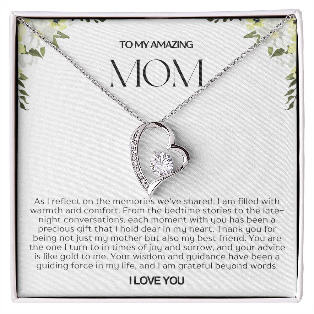 To My Amazing Mom Heart Necklace