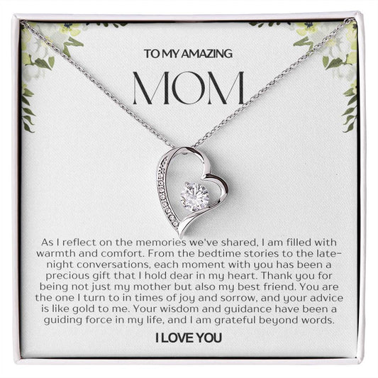 To My Amazing Mom Heart Necklace