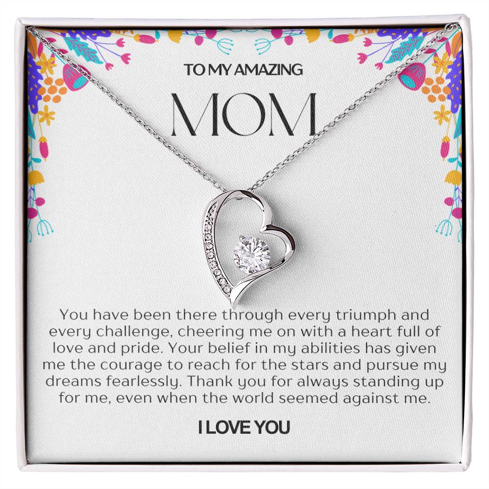 To My Amazing Mom Heart Necklace