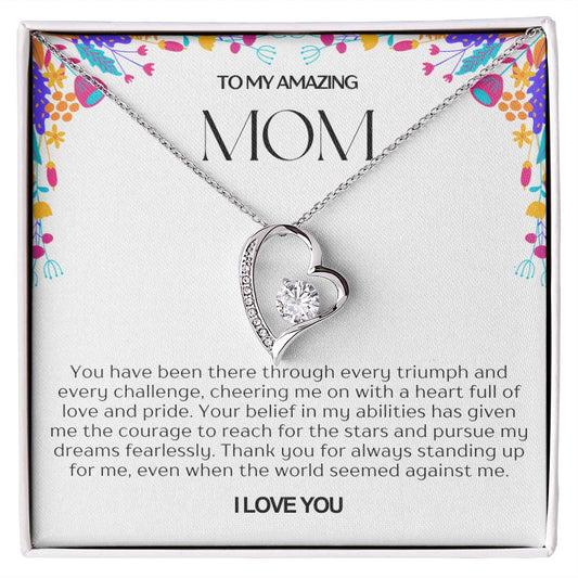 To My Amazing Mom Heart Necklace