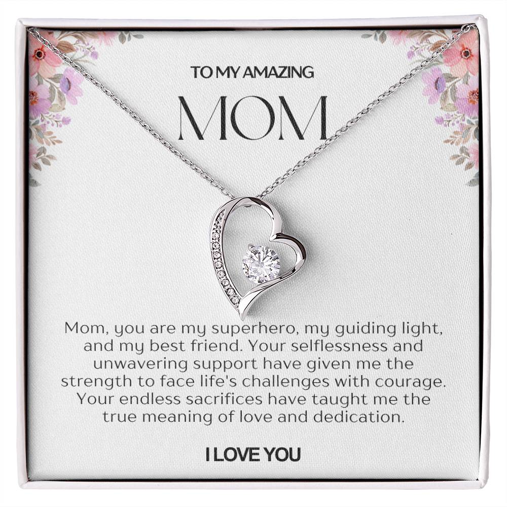 To My Amazing Mom Heart Necklace