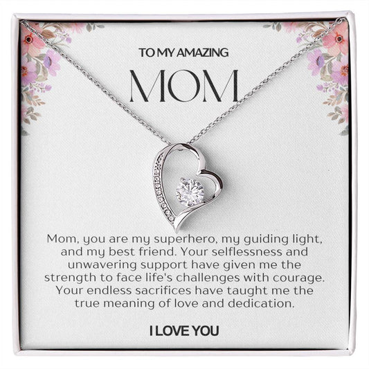 To My Amazing Mom Heart Necklace