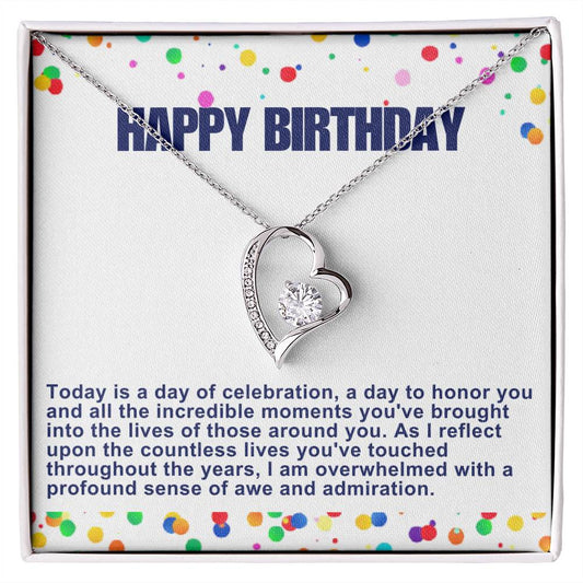 Happy Birthday Forever Love Heart Necklace