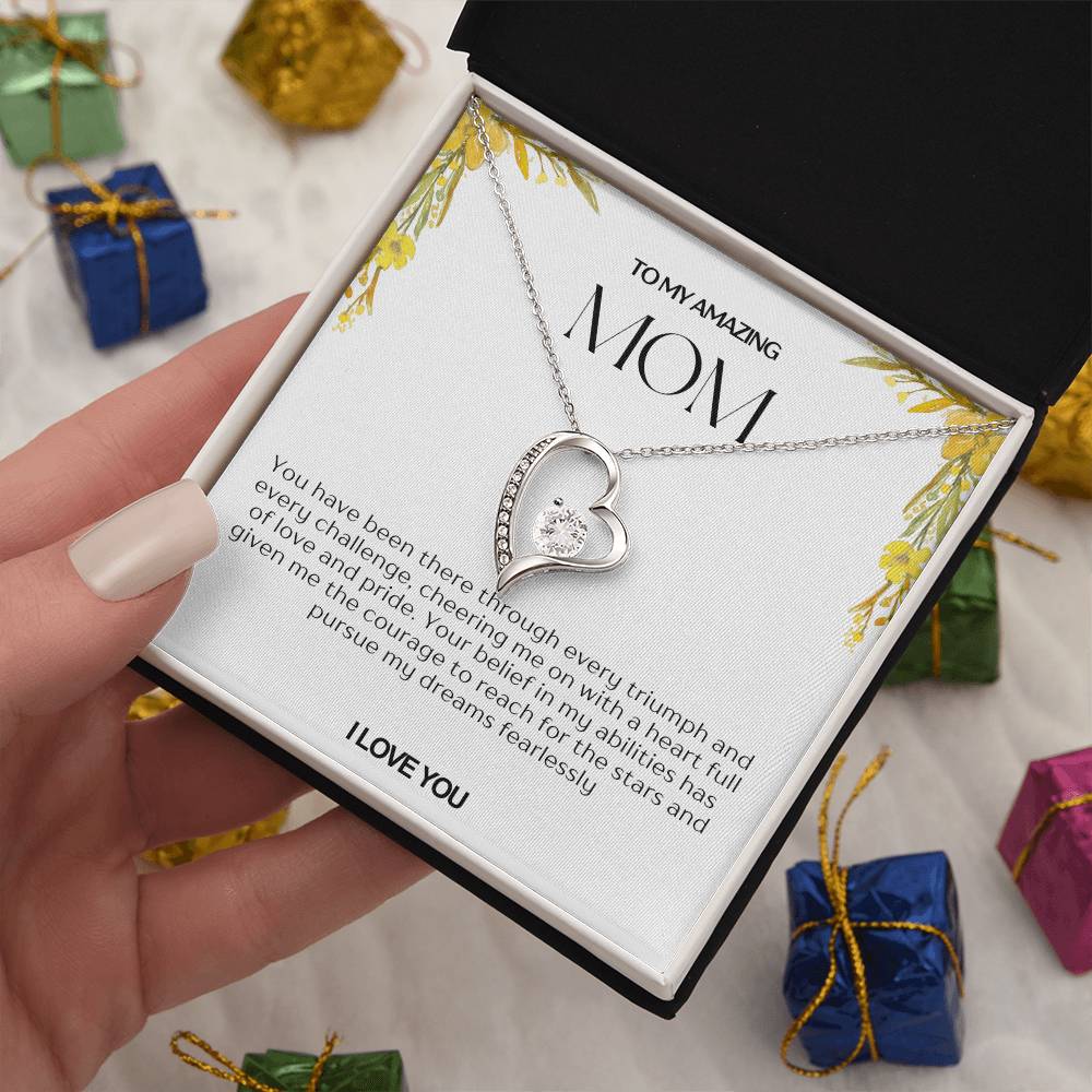 To My Amazing Mom Heart Necklace