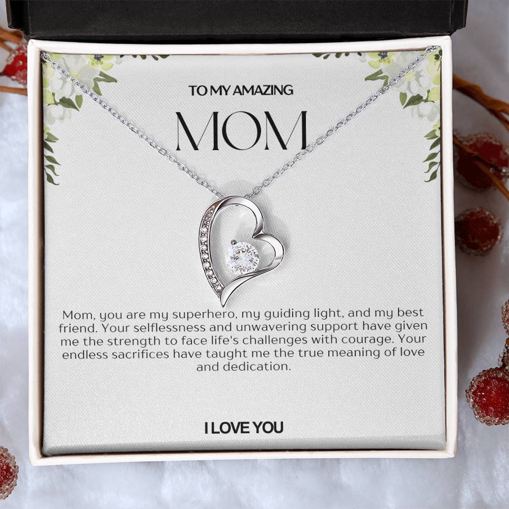 To My Amazing Mom Heart Necklace