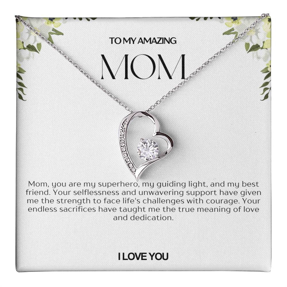 To My Amazing Mom Heart Necklace