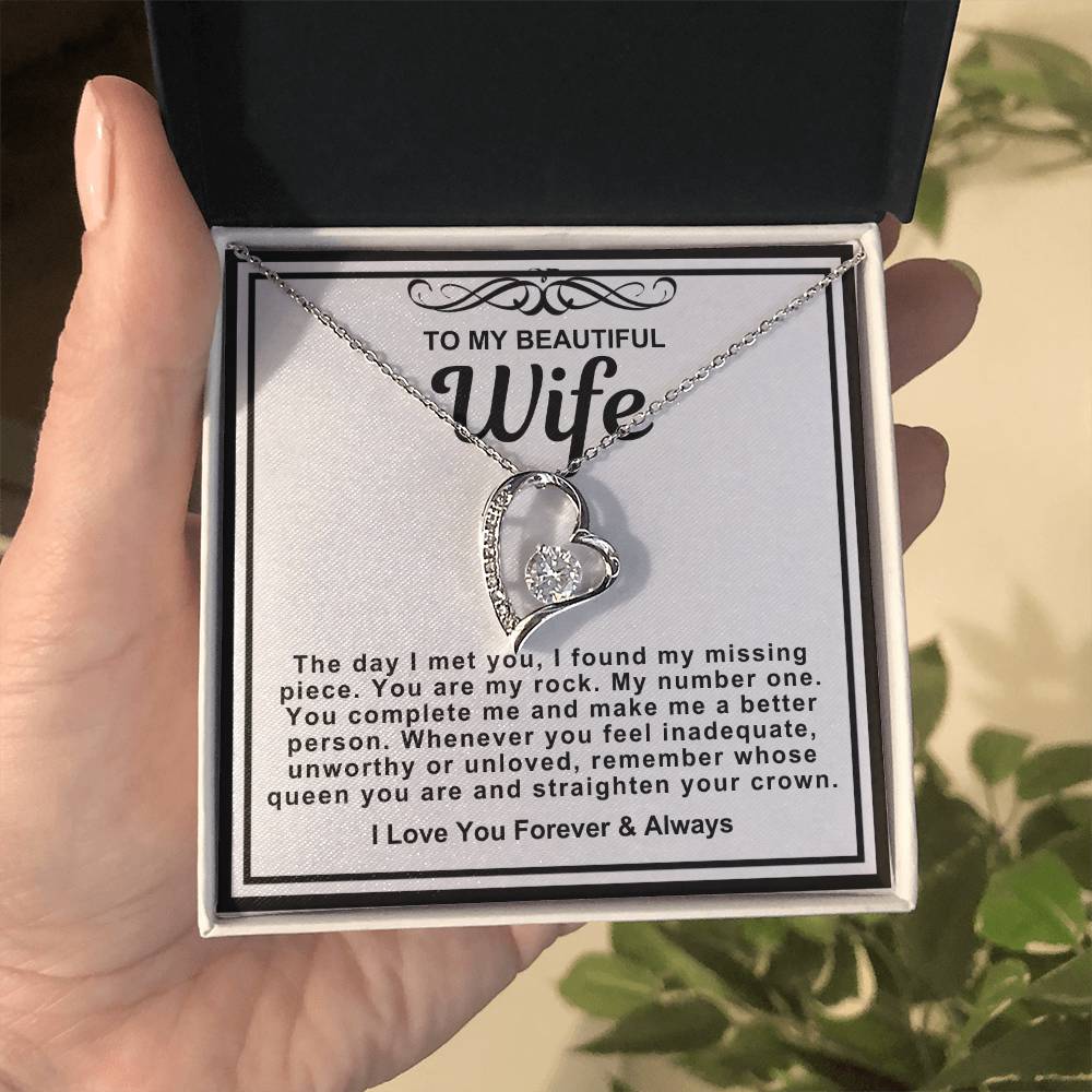 To My Beautiful Wife Heart Necklace-You are my number one