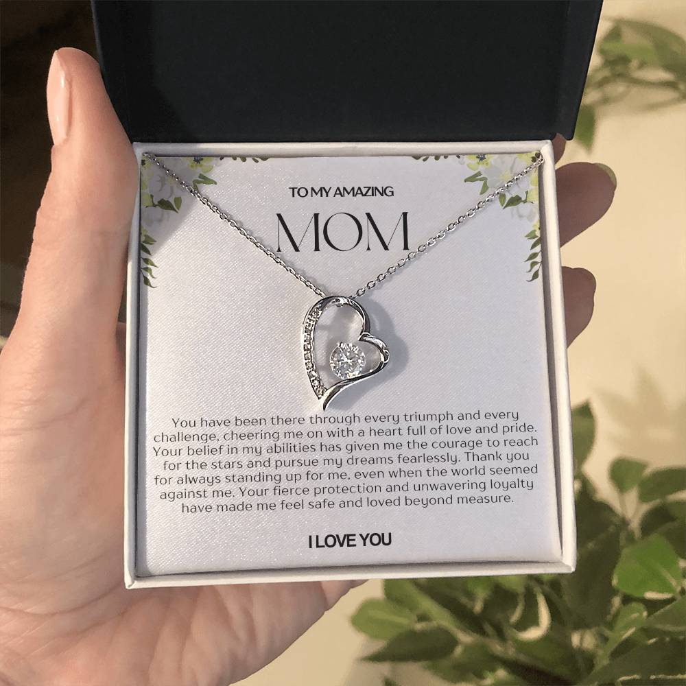 To My Amazing Mom Heart Necklace