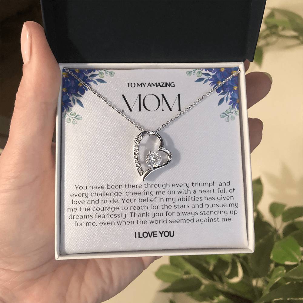 To My Amazing Mom Heart Necklace