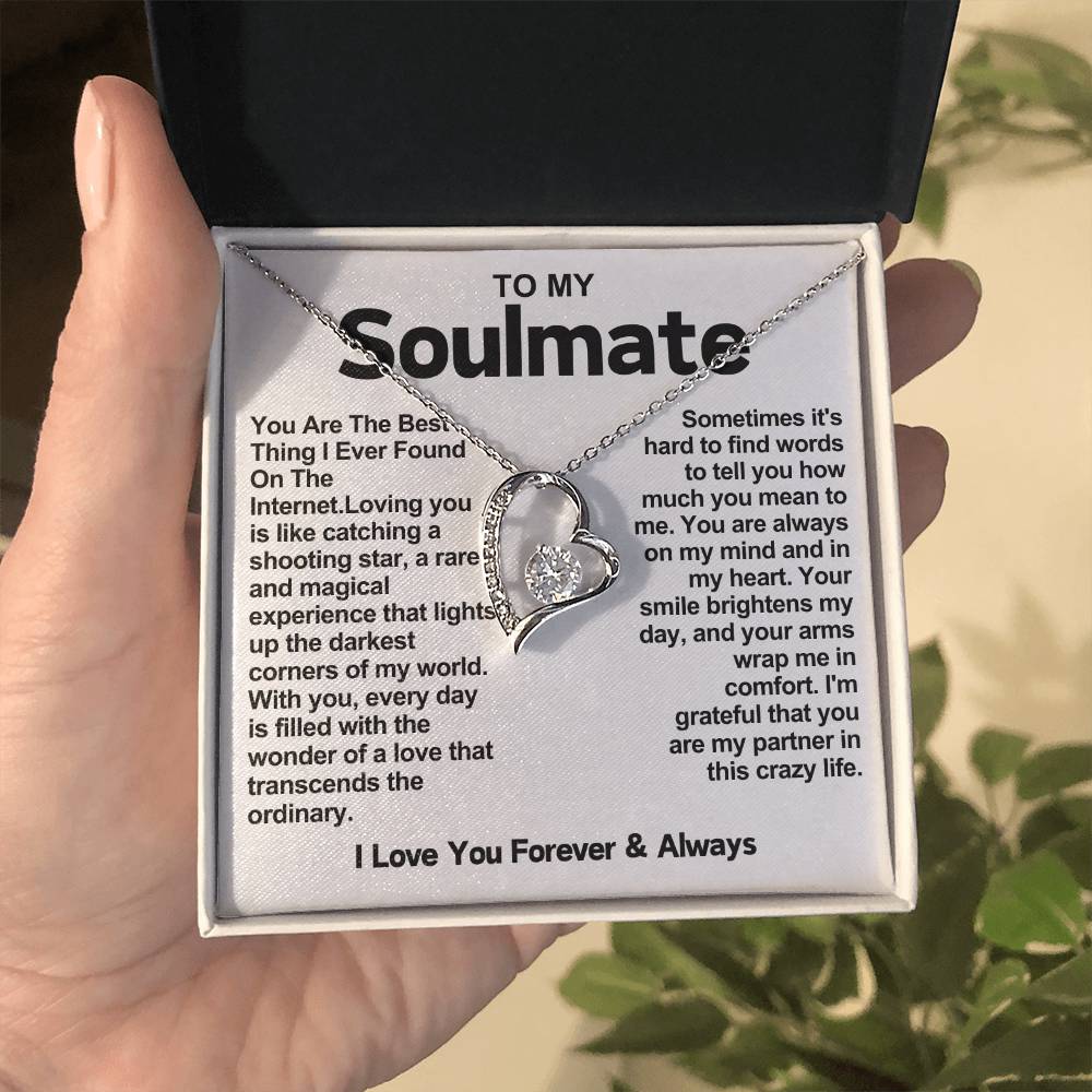 Soulmate Beautiful Heart Necklace- You Are The Best Thing I Ever Found On The Internet