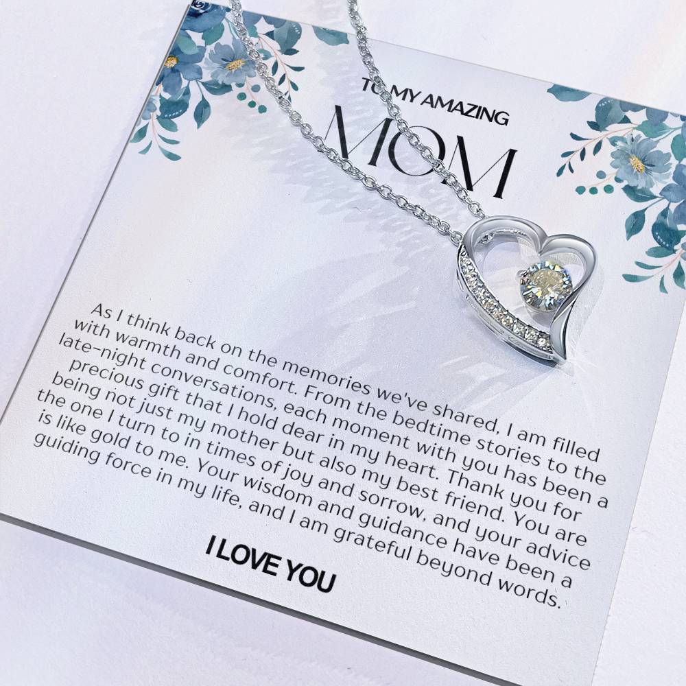 To My Amazing Mom Heart Necklace