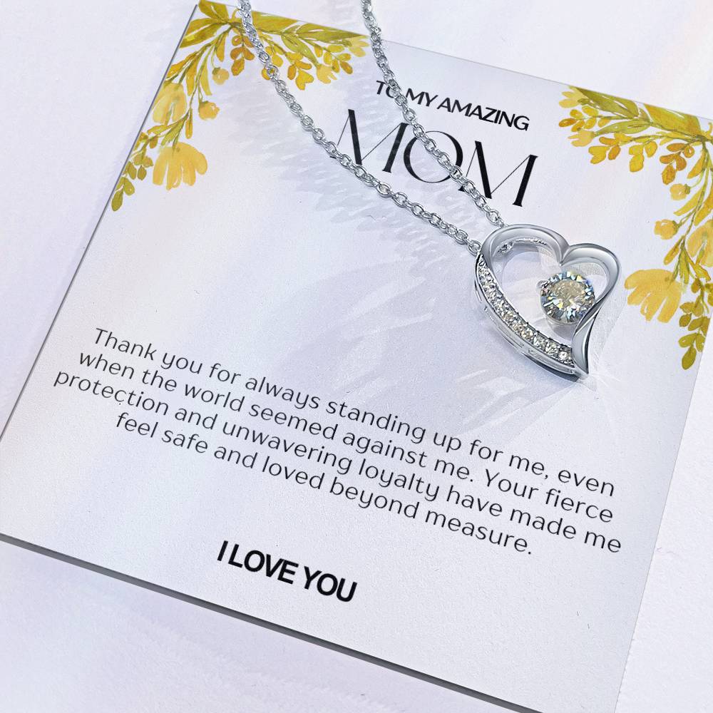 To My Amazing Mom Heart Necklace