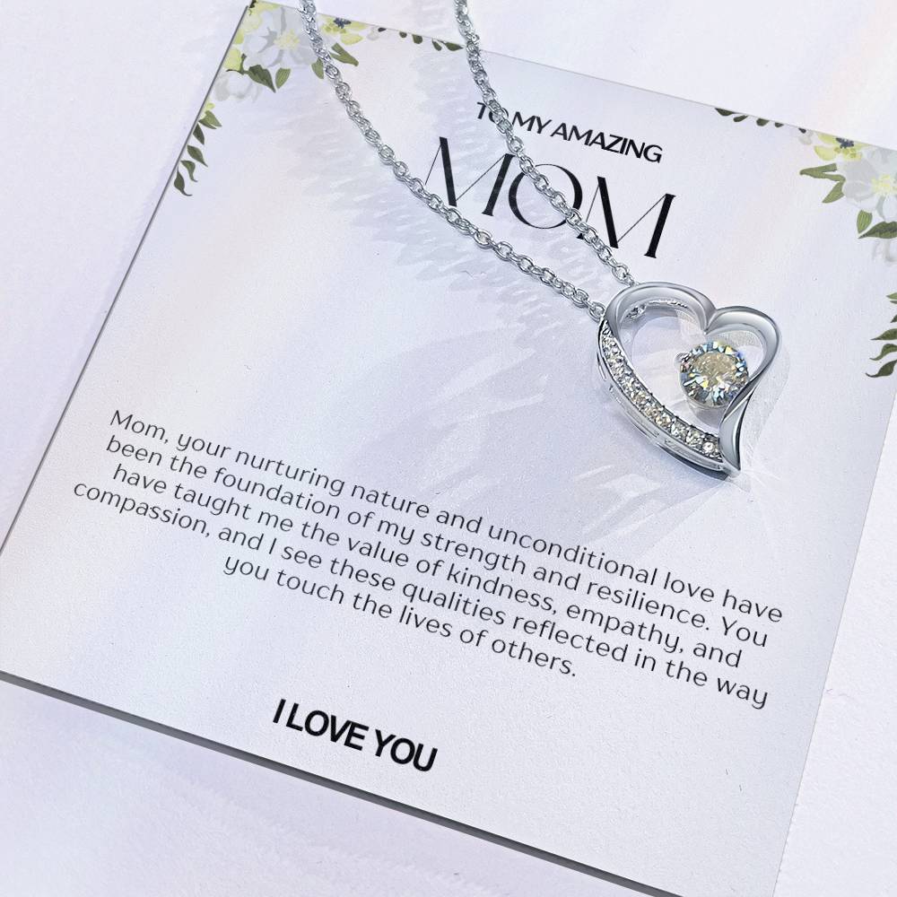 To My Amazing Mom Heart Necklace