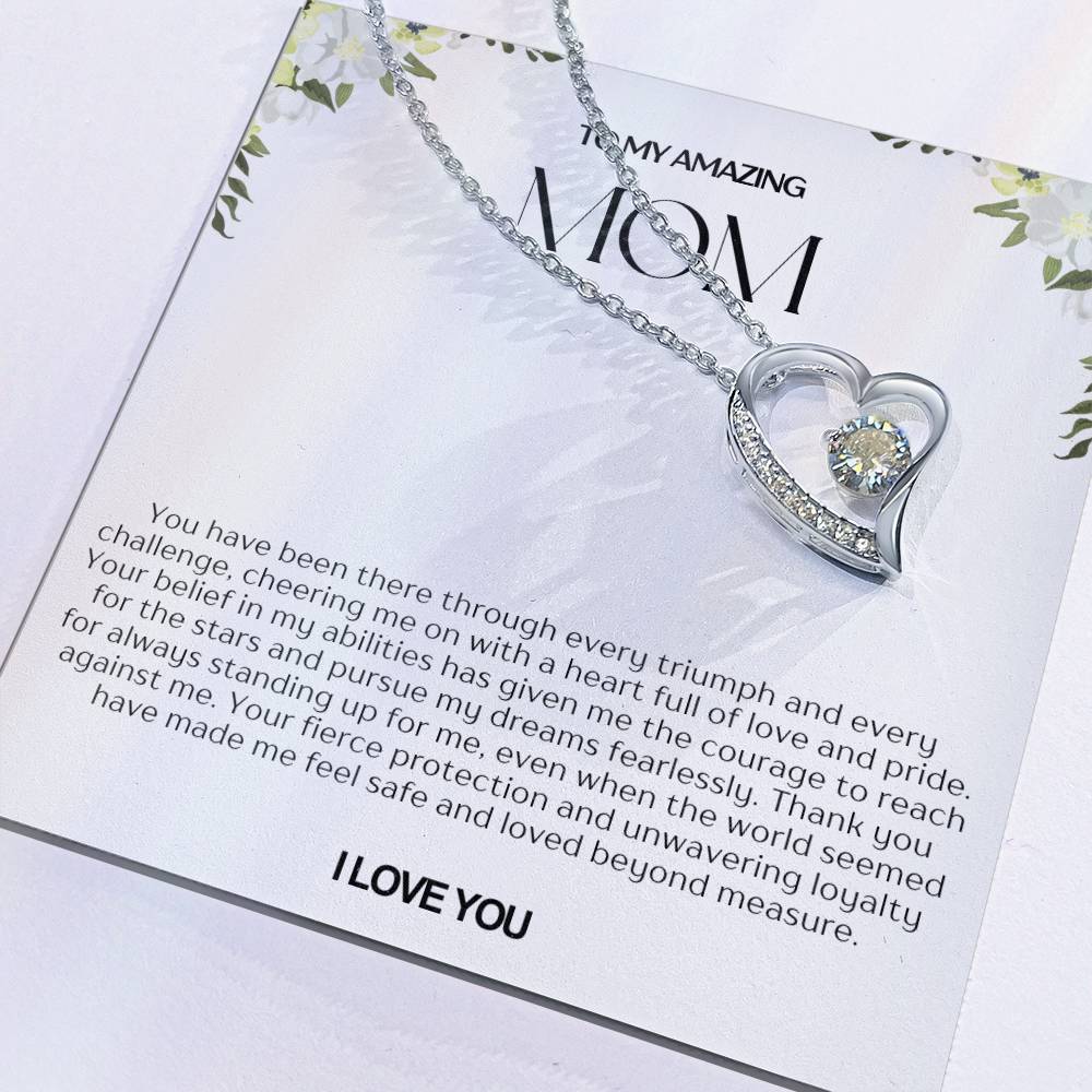 To My Amazing Mom Heart Necklace