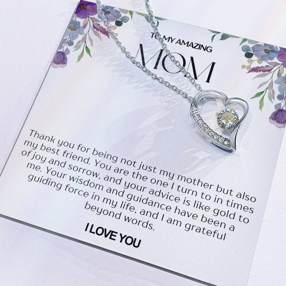 To My Amazing Mom Heart Necklace