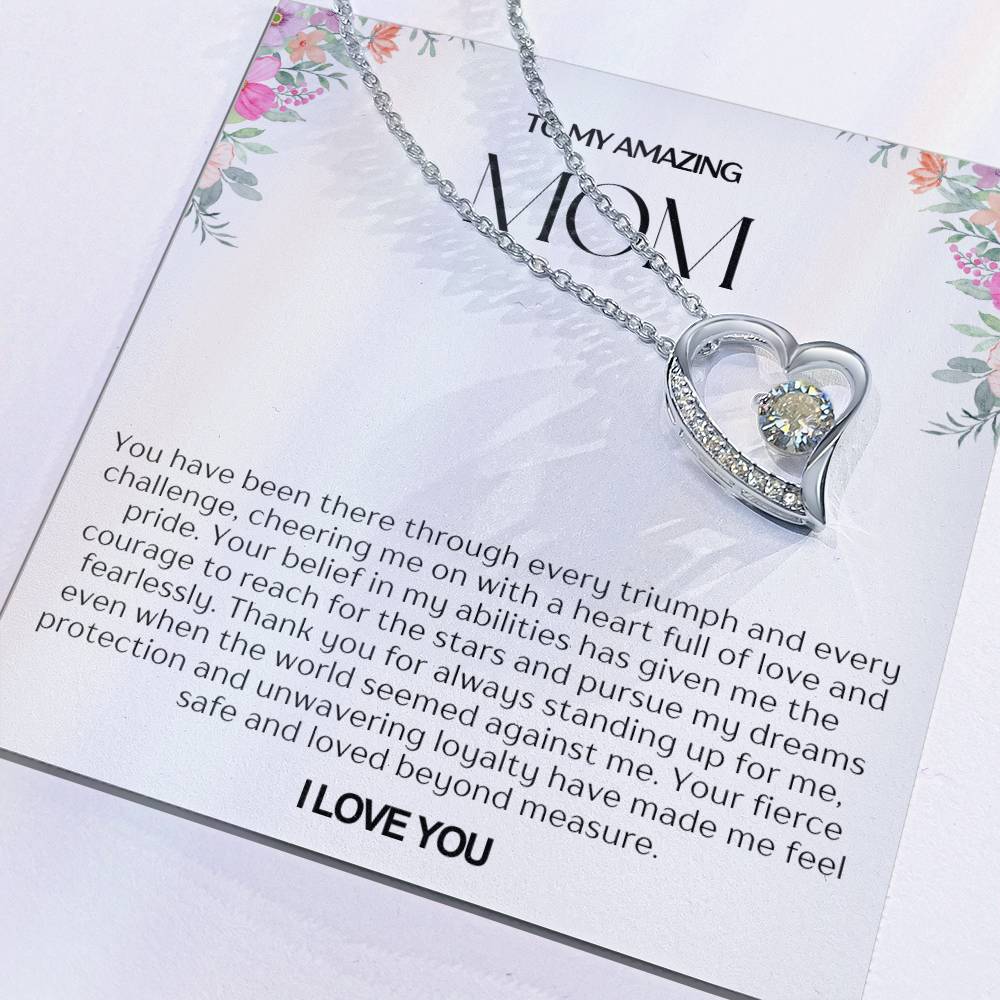 To My Amazing Mom Heart Necklace