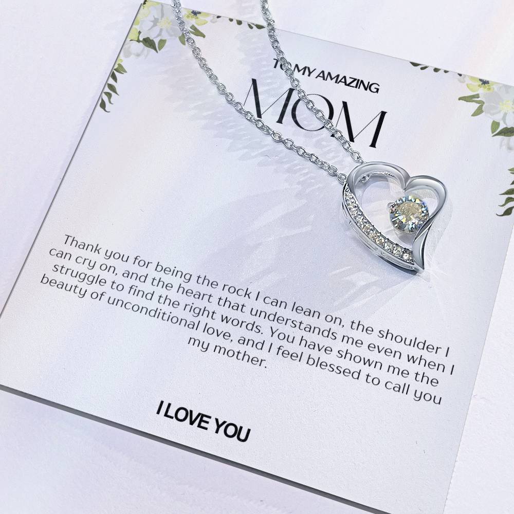 To My Amazing Mom Heart Necklace