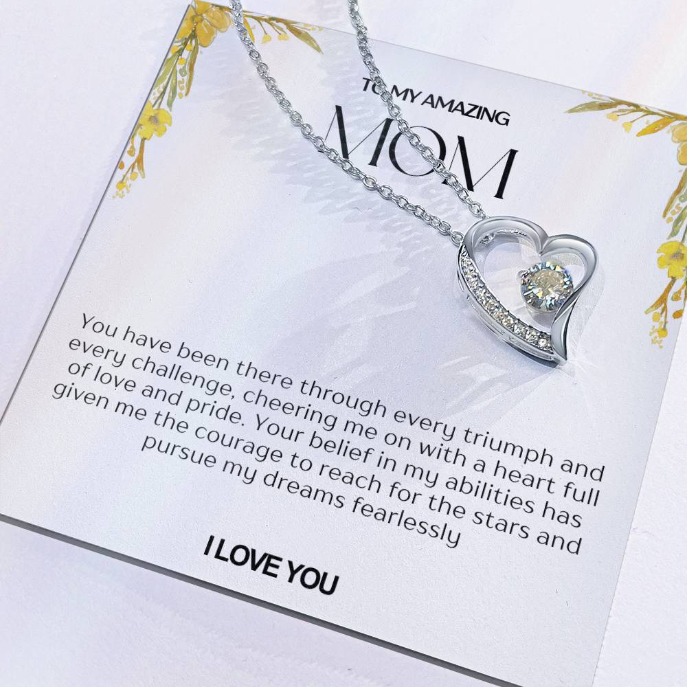 To My Amazing Mom Heart Necklace