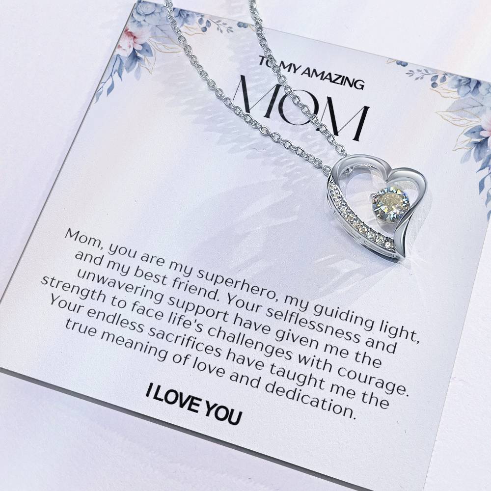 To My Amazing Mom Heart Necklace