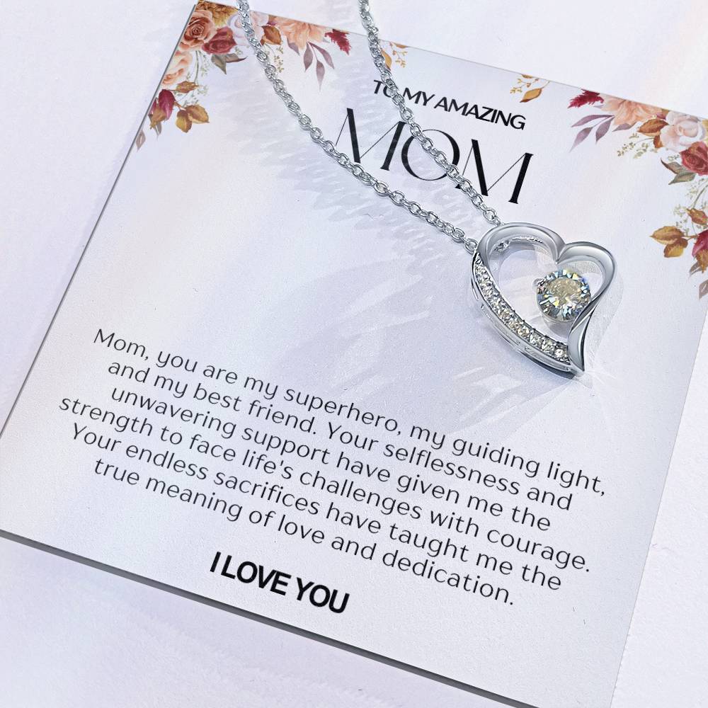 To My Amazing Mom Heart Necklace