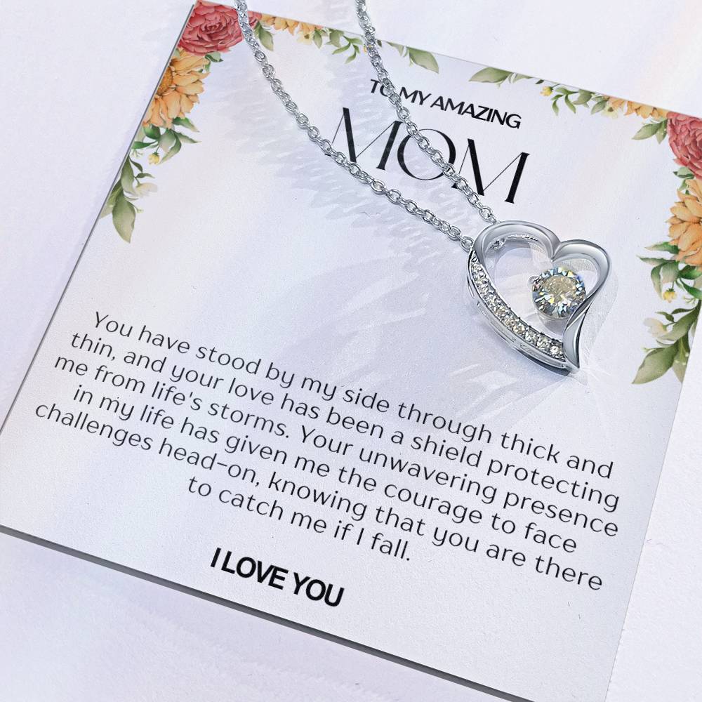 To My Amazing Mom Heart Necklace