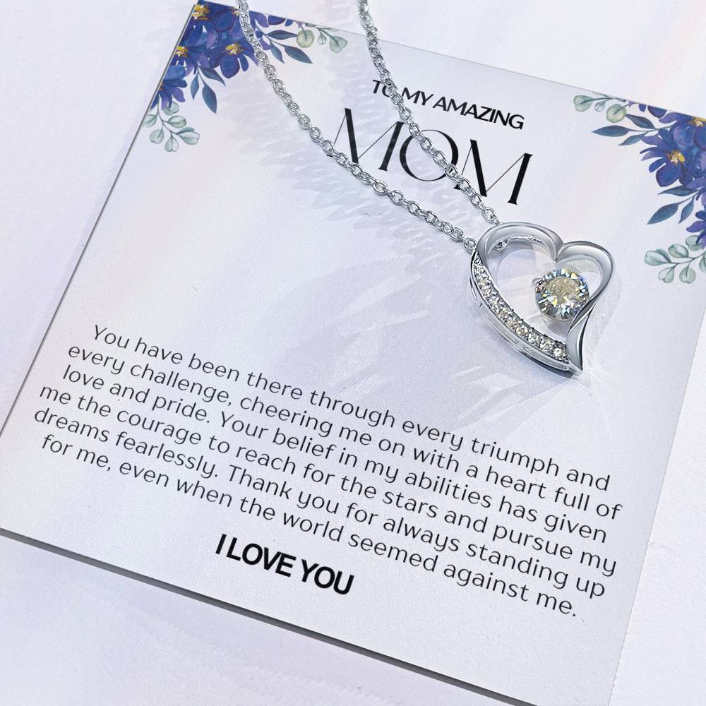 To My Amazing Mom Heart Necklace