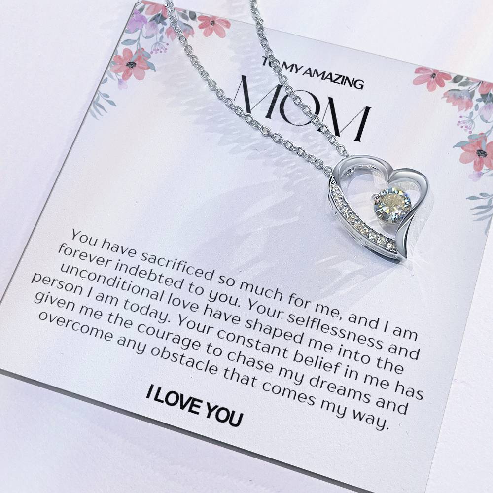 To My Amazing Mom Heart Necklace