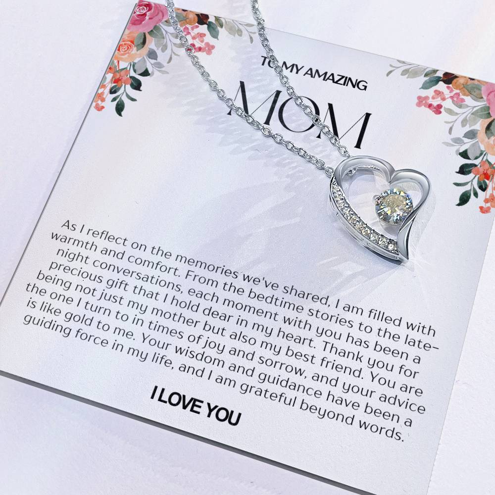 To My Amazing Mom Heart Necklace