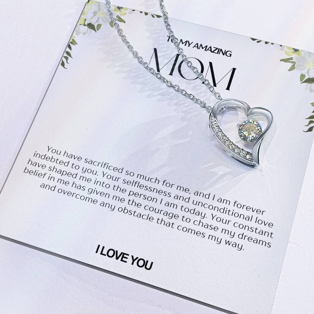 To My Amazing Mom Heart Necklace