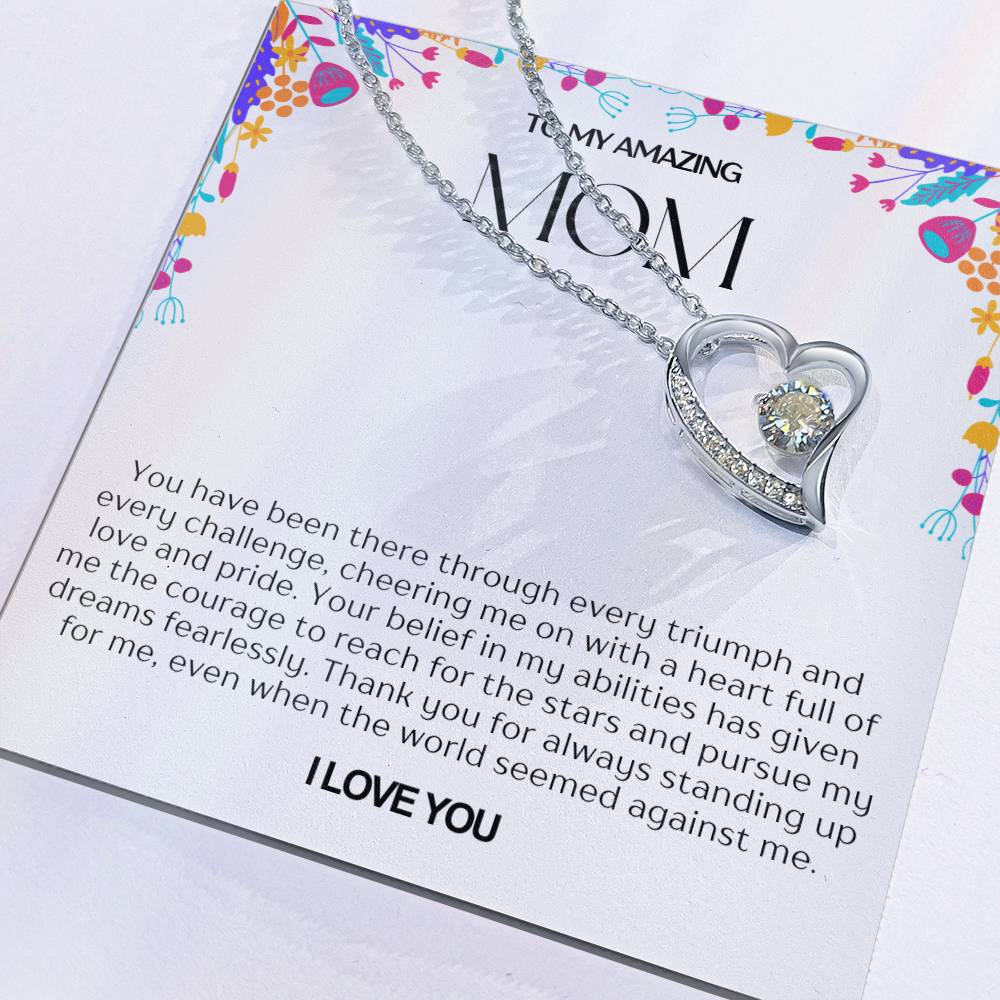 To My Amazing Mom Heart Necklace