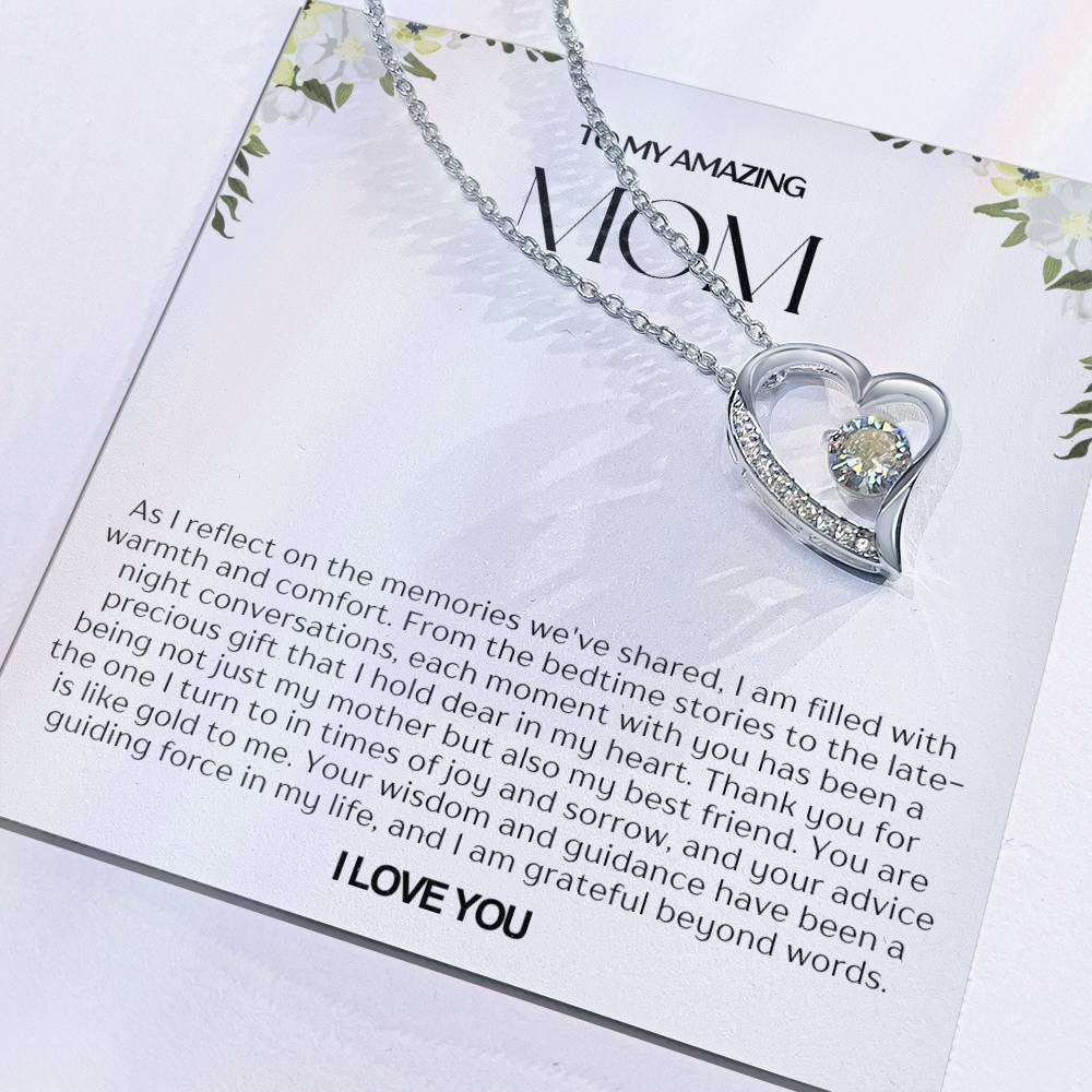 To My Amazing Mom Heart Necklace