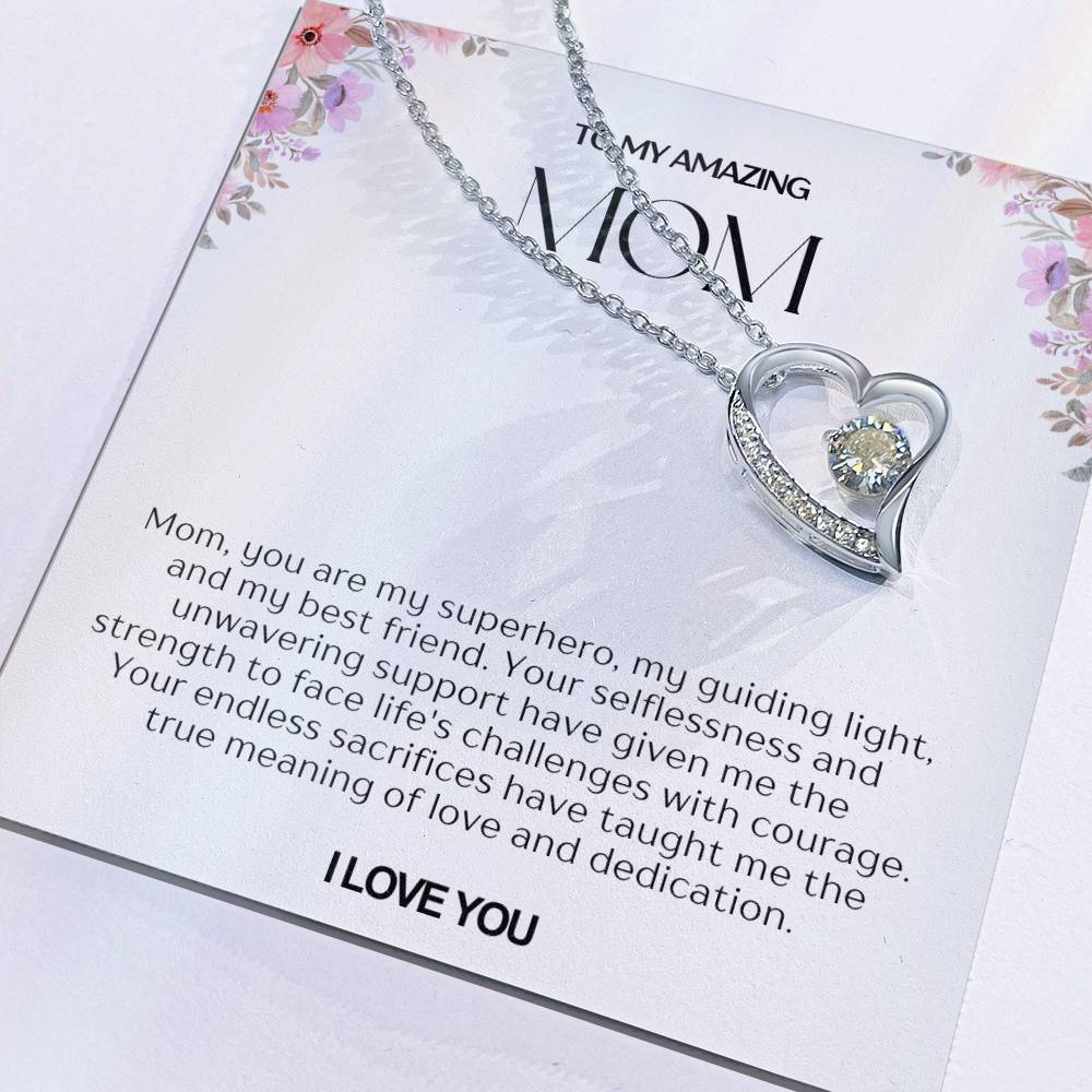 To My Amazing Mom Heart Necklace