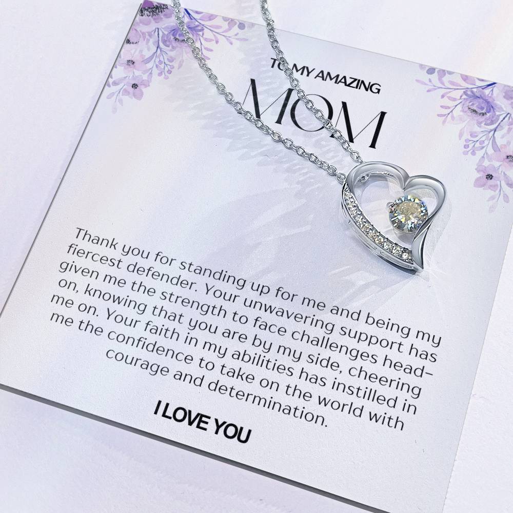 To My Amazing Mom Heart Necklace