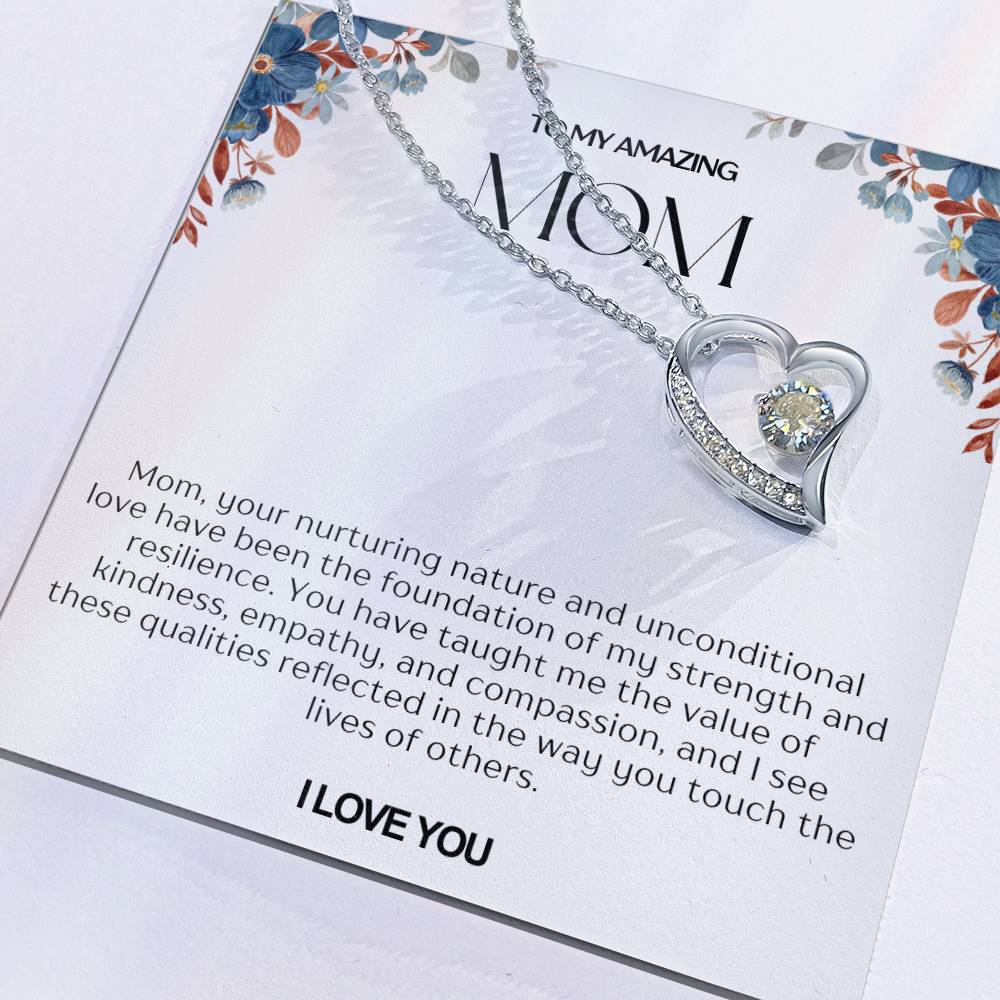 To My Amazing Mom Heart Necklace