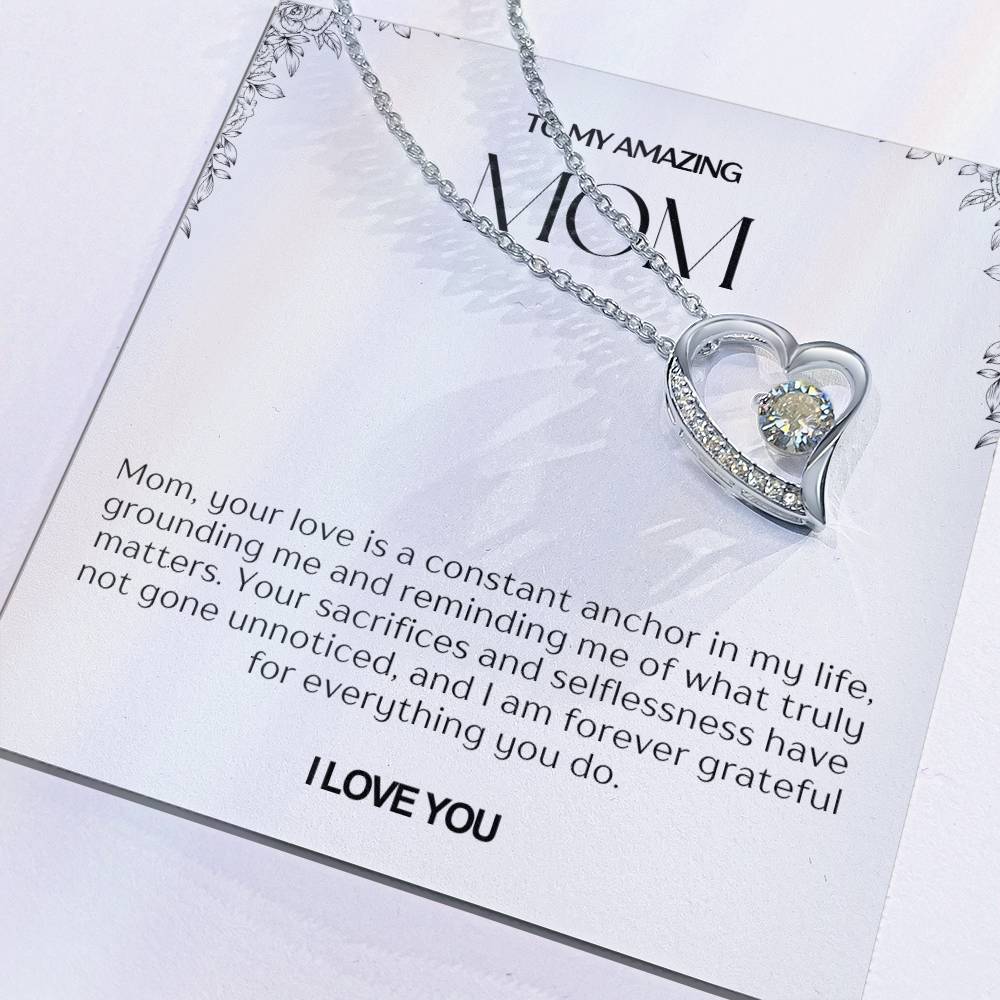 To My Amazing Mom Heart Necklace