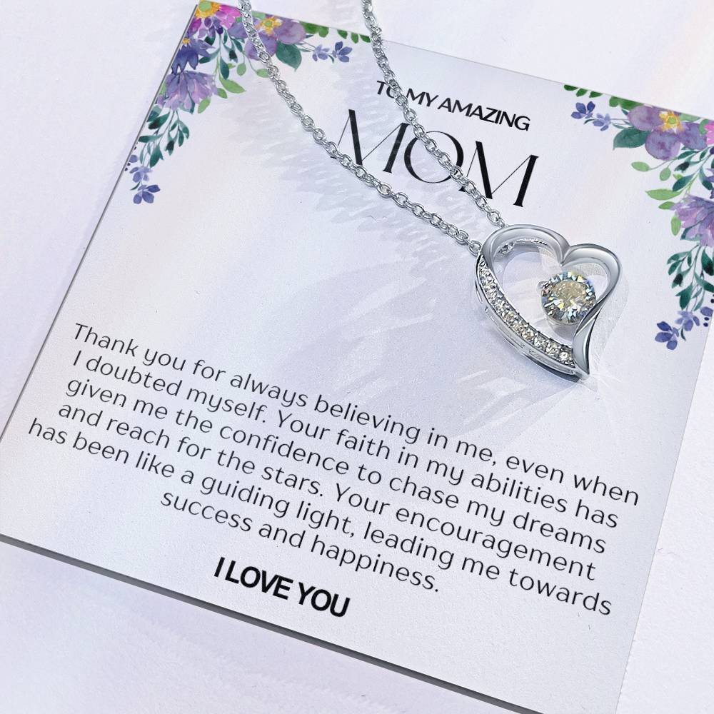 To My Amazing Mom Heart Necklace