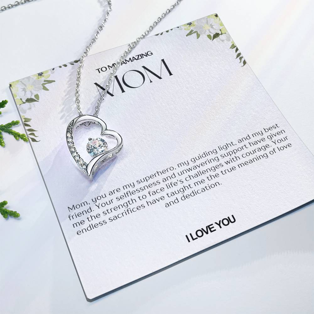 To My Amazing Mom Heart Necklace