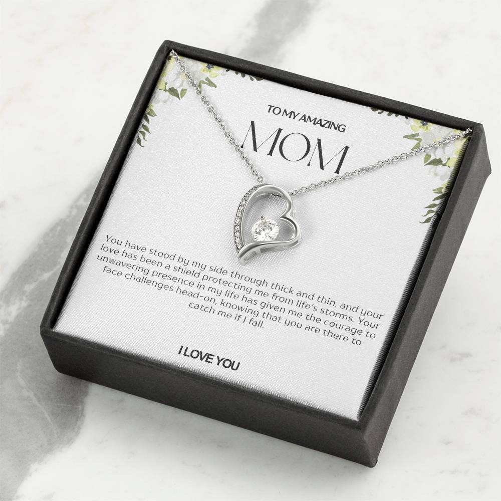 To My Amazing Mom Heart Necklace