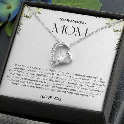 To My Amazing Mom Heart Necklace