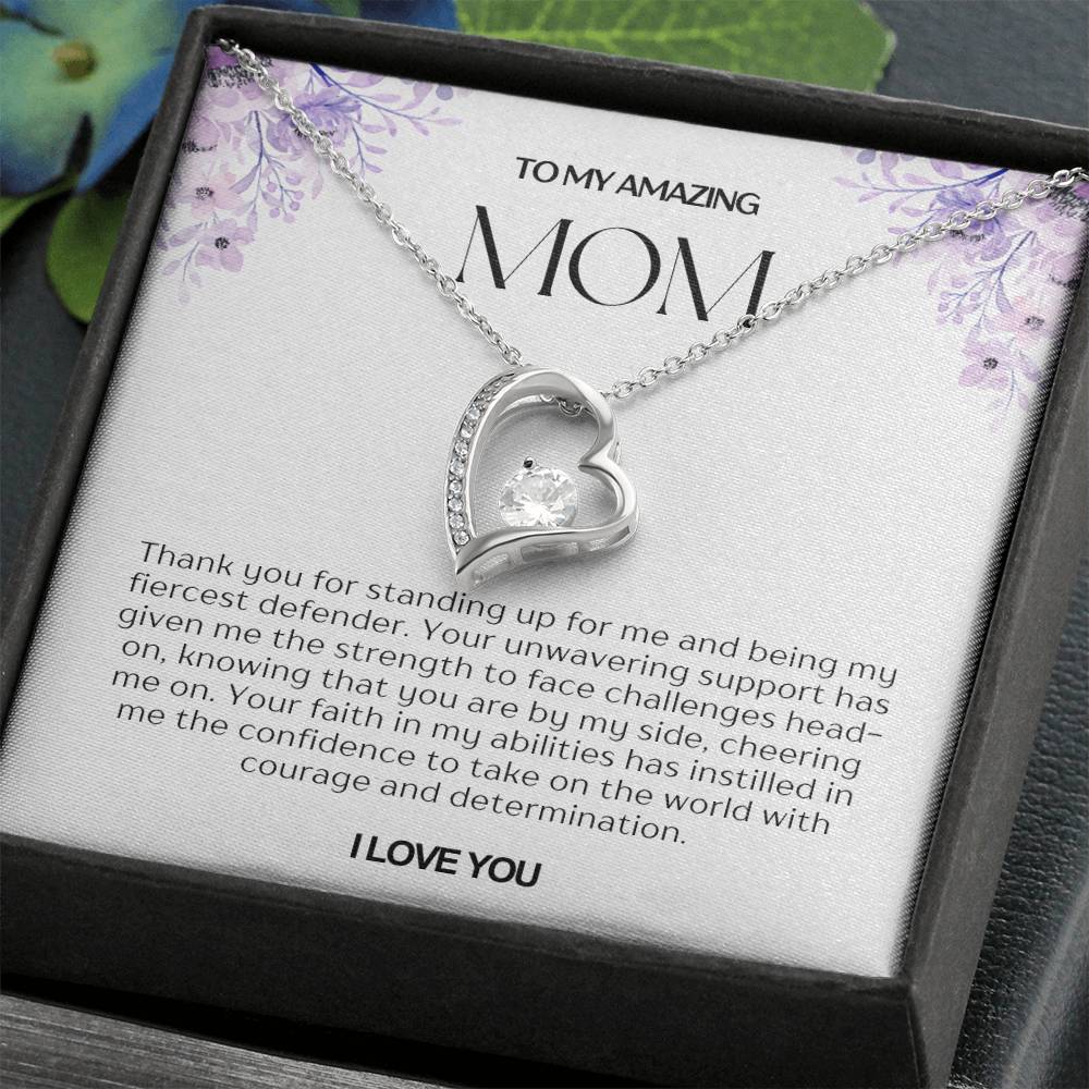 To My Amazing Mom Heart Necklace