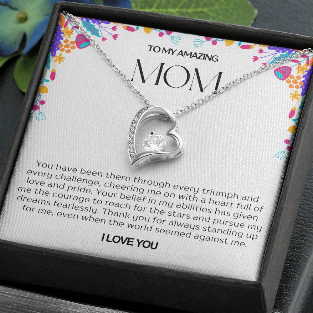 To My Amazing Mom Heart Necklace