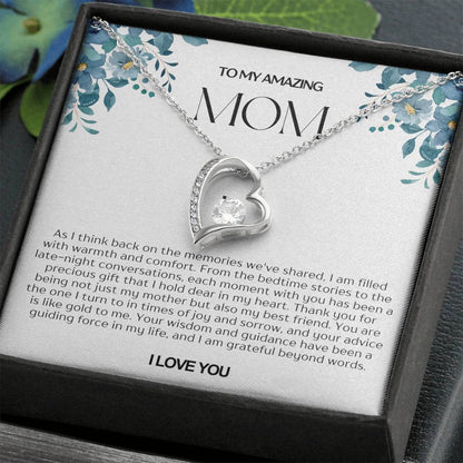 To My Amazing Mom Heart Necklace