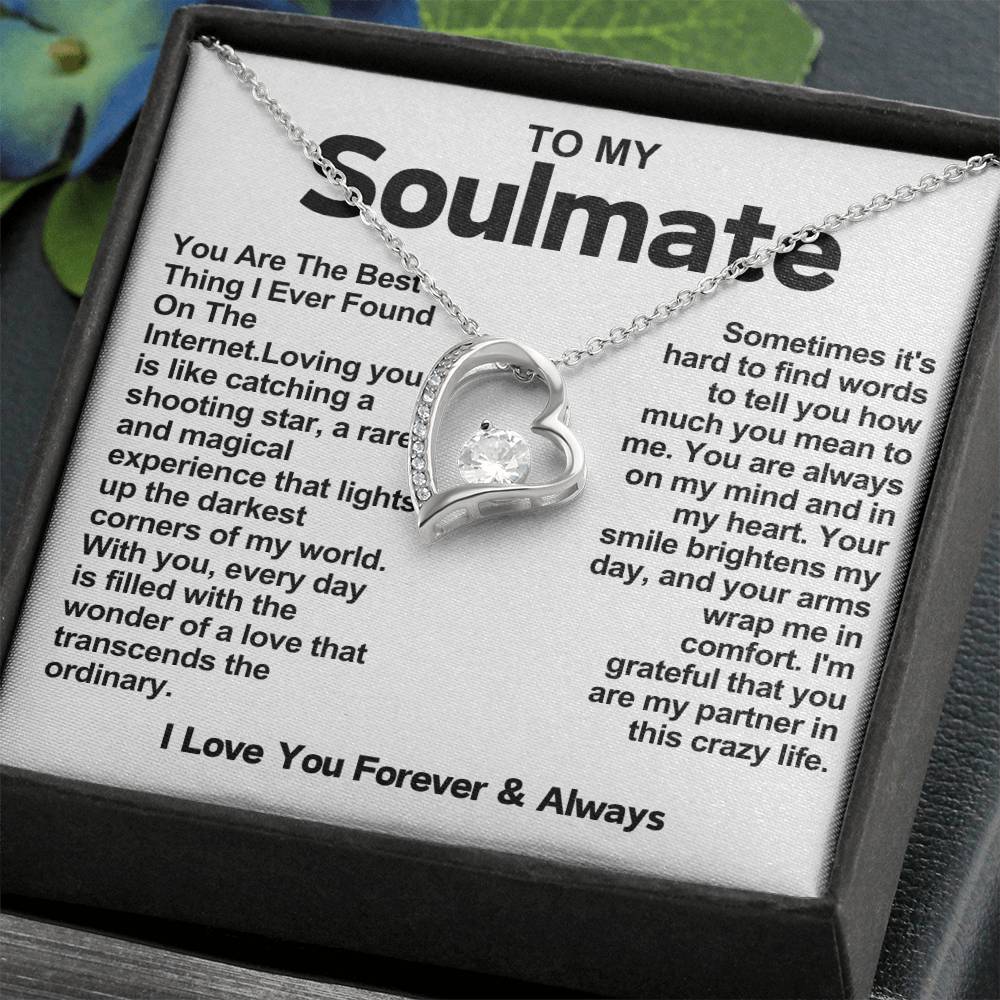 Soulmate Beautiful Heart Necklace- You Are The Best Thing I Ever Found On The Internet